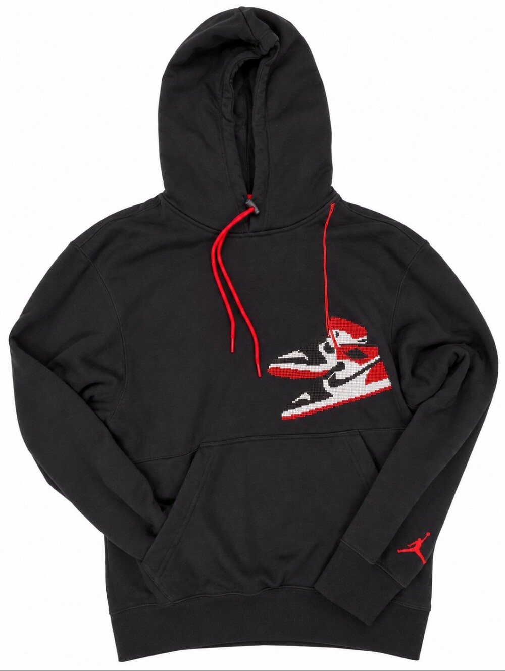Air Jordan 1 Retro Jumpman Holiday Hoodie Black Red Sneaker Patch Mens Small S